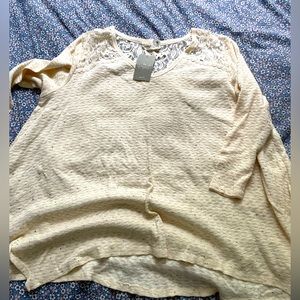 Anthropologie Cream Long Sleeve Top